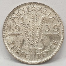 AUSTRALIA 1939 . THREEPENCE . aUNCIRCULATED